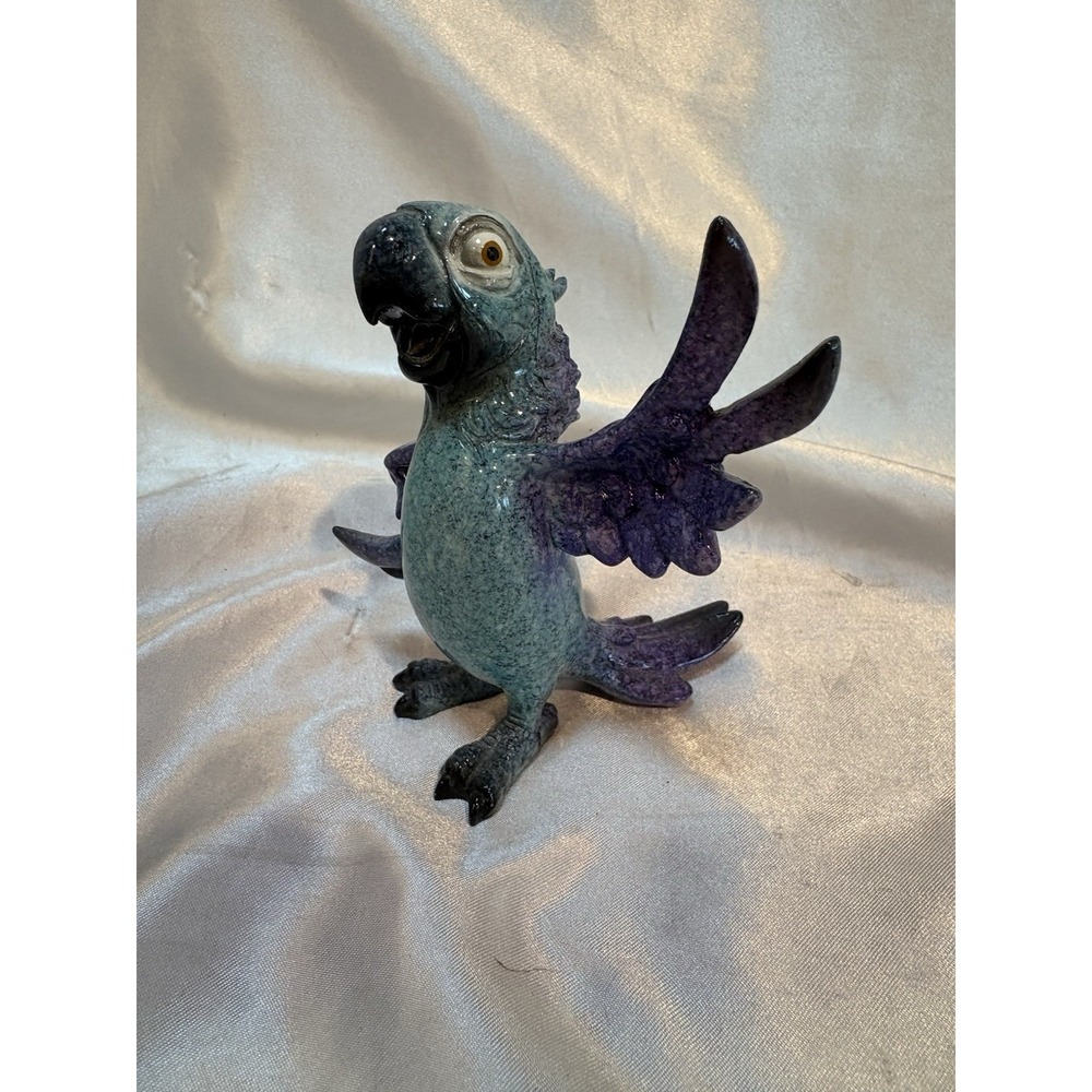 Blue resin Parrot figurine whimsical